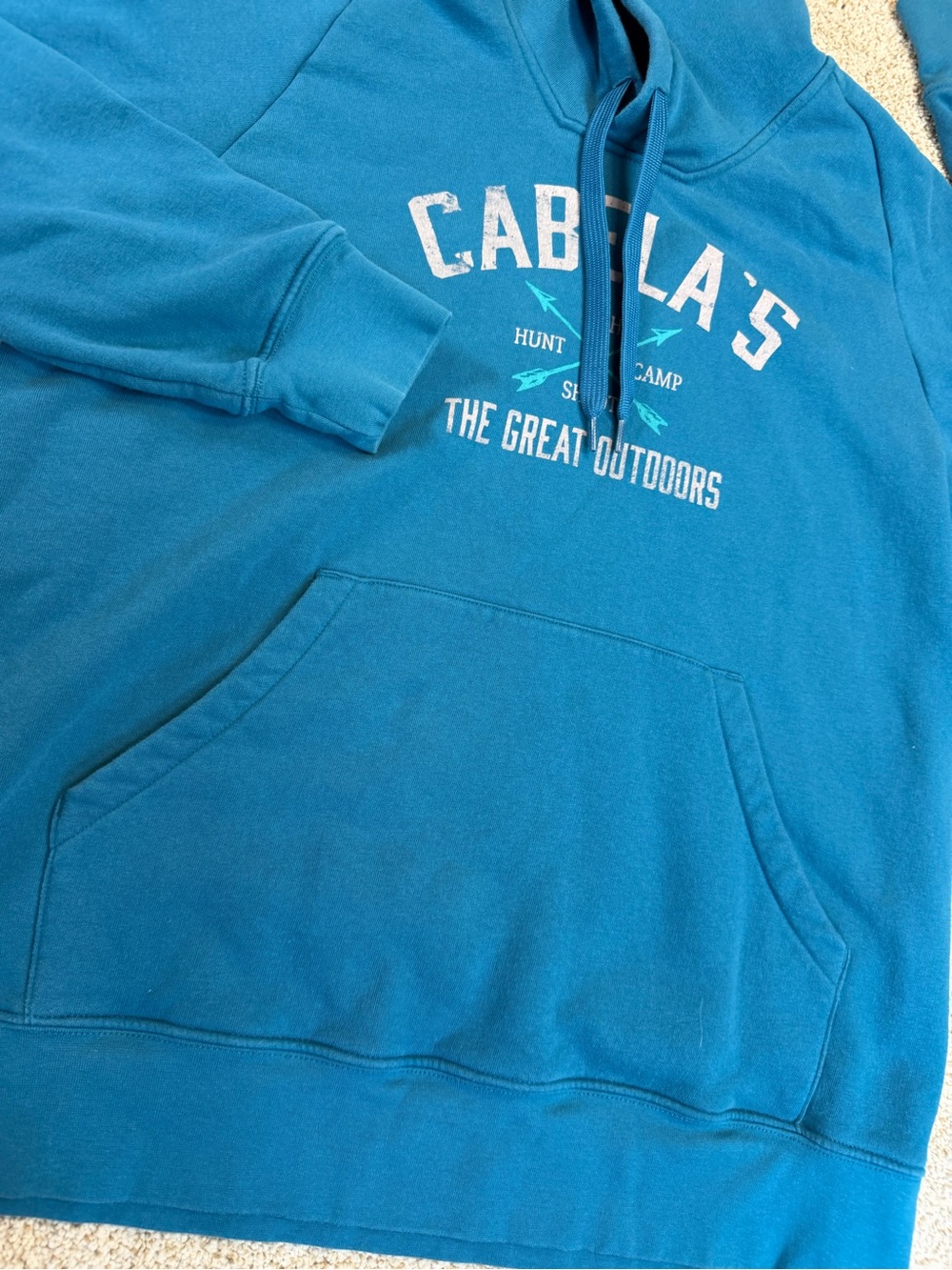 Cabelas Hoodie Mens XL Blue Logo Cotton The Great Outdoors Hunting Sweatshirt - Picture 2 of 6